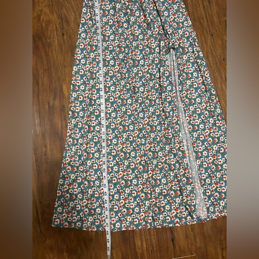 Off The Shoulder Floral Maxi Dress Side Slit Multicolored Cottage-core Coastal - Picture 10 of 10
